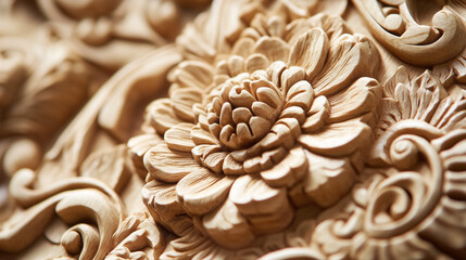 Floral Wooden Carvings with Intricate Details
