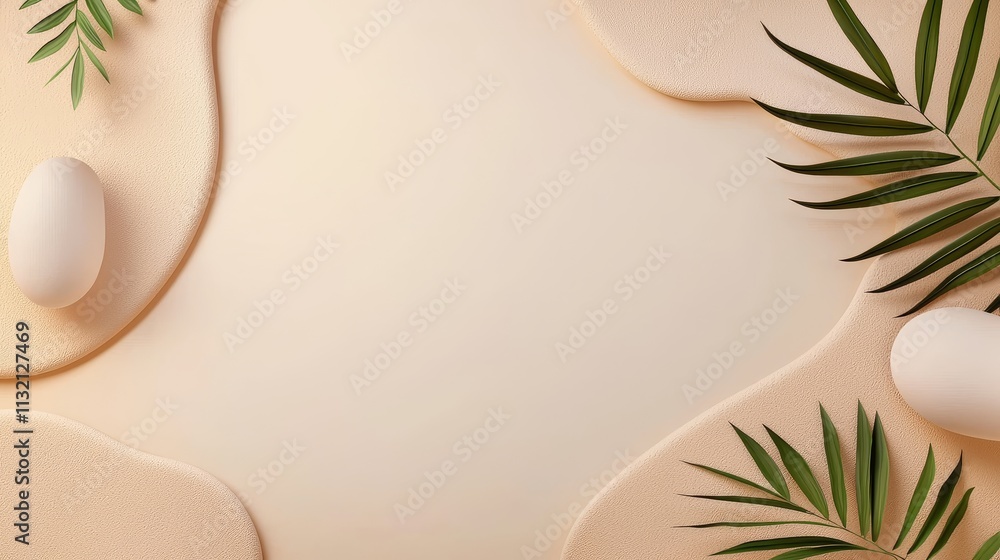 Poster elegant nature background with layered text and leaves studio design