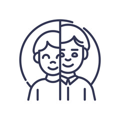 Fototapeta premium Illustration of a child's face transitioning to a teenager, symbolizing growth and change in adolescence.