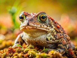 Fototapeta premium Natterjack Toad Close Up, Amphibian Photography, Epidalea Calamita, Wildlife Macro, Nature Photography