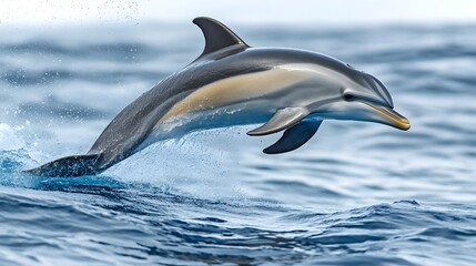 Fototapeta premium Graceful Dolphin Jumping out of Turquoise Ocean Waves