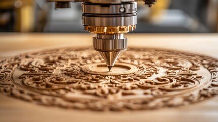 CNC Machine Carving Intricate Wooden Design