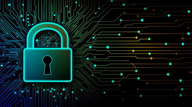 Datensicherheit im Internet, KI, Kinder vor Angriffen sch&uuml;tzen symbolisch Handy und Schloss Symbol Zahlencodes entschl&uuml;sseln mit KI Geheimnis Generative AI