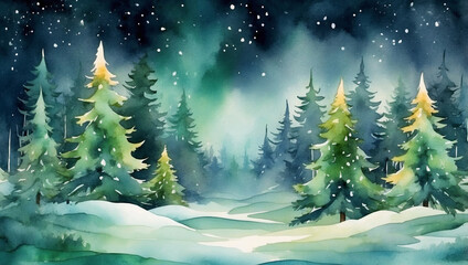 Fototapeta premium Magical Forest with Christmas Trees