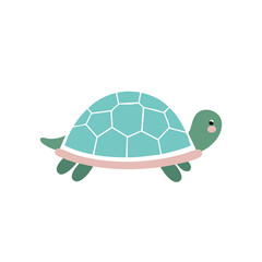 Obraz premium A cute, cartoon-style turtle with a hexagonal shell design.