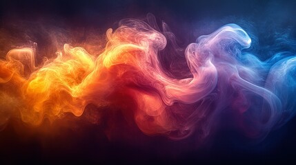 Obraz premium Abstract swirling orange and blue smoke art
