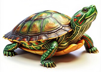Fototapeta premium Vibrant Flat Style Turtle - Playful Reptile PNG Image