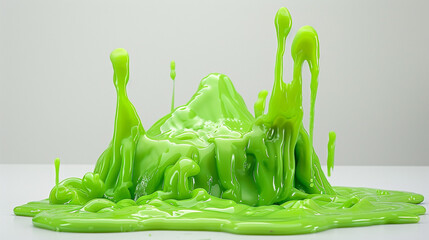 A vibrant green slime splat