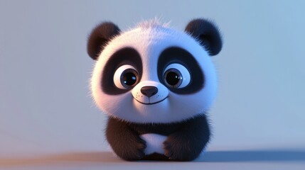 Fototapeta premium A cute cartoon panda with big eyes and a friendly expression.
