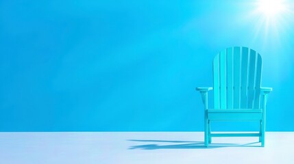 Fototapeta premium Serene Blue Adirondack Chair Summer Relaxation Beach Vacation Minimalist Decor