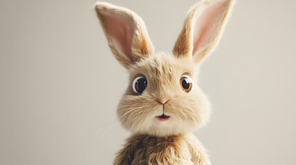 Obraz premium Cute and Fluffy Bunny Rabbit with Big Eyes in Mossy Forest Scene