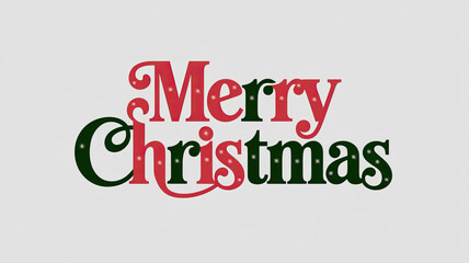 Obraz premium Festive 'Merry Christmas' Design with Decorative Multi-Colored Font, Red and Green Text with Sparkly Details, White Background, Swirling and Curling Elements, Holiday Cheerful Typography