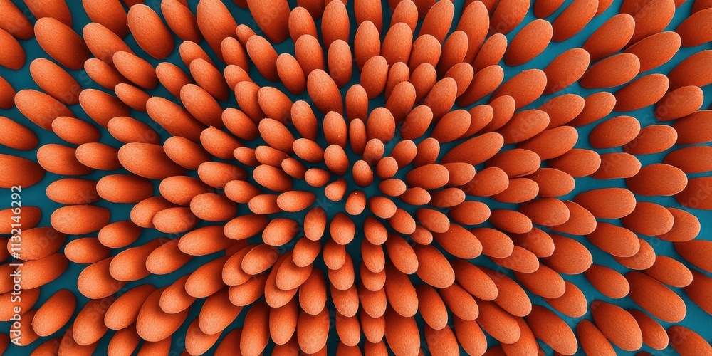 Poster new year fireworks concept. a vibrant, abstract pattern of orange spikes radiating from a central po