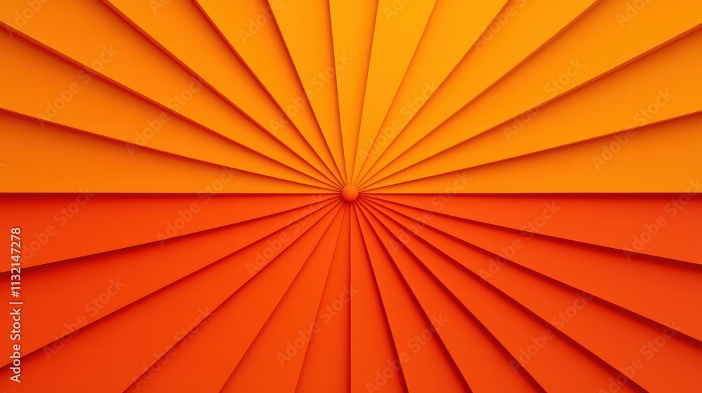 Poster new year fireworks concept. vibrant orange and yellow paper radiates outward in a sunburst pattern, 