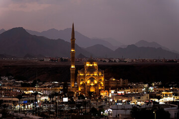 Al Mustafa Mosque in the Old Town of Sharm El Sheikh, Egypt. One of main tourist attraction with...