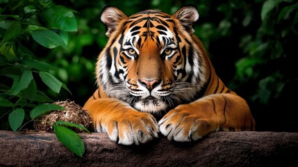 Obraz premium Majestic Bengal Tiger Stalking in Lush Jungle