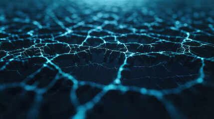 Obraz premium Abstract close-up of a textured surface with glowing blue cracks creating a futuristic and digital appearance