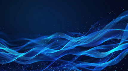 Fototapeta premium Abstract Blue Wave Background with Sparkles Creating a Modern Digital Atmosphere
