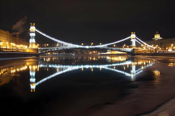 Obraz premium Night Bridge Illumination Photo