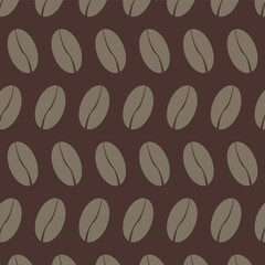 Obraz premium Coffee beans seamless pattern. Brown background. International coffee day. Vector illustration.