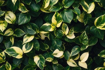 Obraz premium Lush green leaves with variegated patterns.