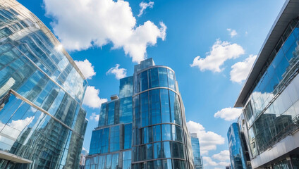 Fototapeta premium Modern Office Building with Blue Sky