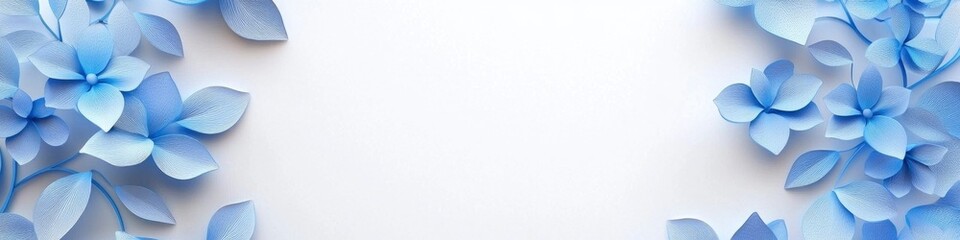 Fototapeta premium Wallpaper with blue floral patterns on a light background, subtle gradient effect, delicate and elegant design, with white space in the center for text or product display.