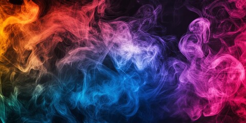 Obraz premium abstract background with colorful smoke waves on dark black