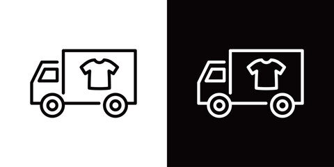 クリーニング屋の配達車のシンプルなラインアイコン