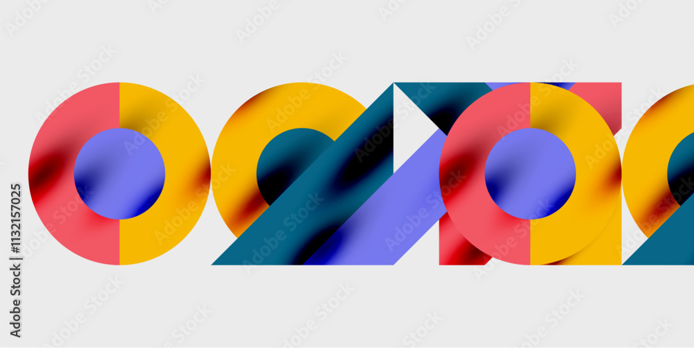 Poster Vibrant abstract background circles with smooth gradients, creating a dynamic and modern design. Ideal for creative, tech, or contemporary-themed projects