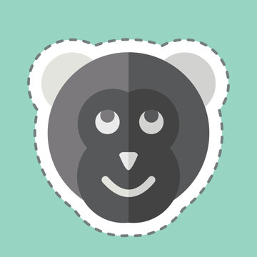 recommend clip art: Sticker line cut Monkey. related to Animals symbol. simple design editable