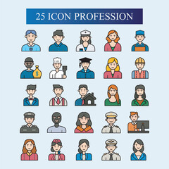 Red and black gradient profession icons, job designs such as, doctor, driver, teacher, carpenter, plumber, police, pilot, captain, graduate