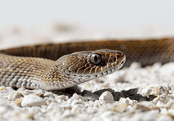 Obraz premium Close-Up of Eastern Brown Snake Slithering on Gravel with Tongue Extended