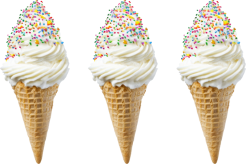 vanilla ice cream cone with sprinkles
