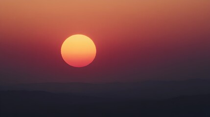 Fototapeta premium Stunning Sunset Over Serene Landscape Horizon at Dusk