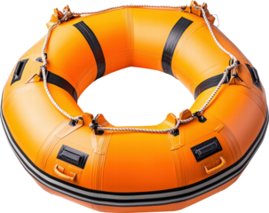 Bright orange inflatable tube for water activities