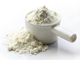 Pristine White Protein Powder Scoop: Macro Photography Product Shot - High-Quality Image