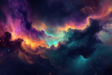 Obraz premium Cosmic Nebulae A Vivid Celestial Display