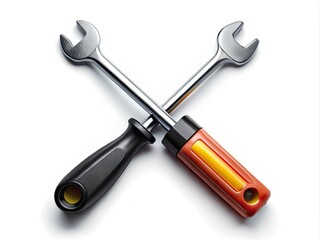 Professional Tools: Black Screwdriver & Wrench Cross Design for App Logo, Web Banner, UI UX