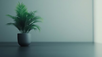 Obraz premium Minimalist Home Decor Potted Plant on Grey Floor