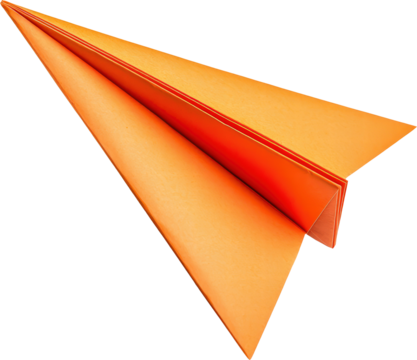 Vibrant orange paper airplane design