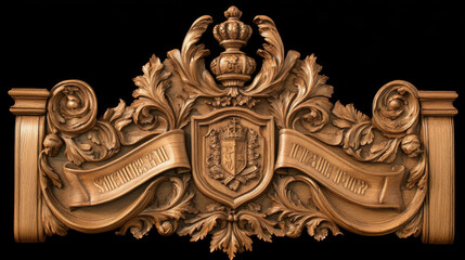 A crest banner border scroll heraldic coat of arms woodcut frame