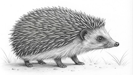 Obraz premium Detailed illustration of a hedgehog in a natural setting