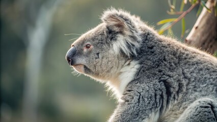 Naklejka premium Close-up of a peaceful koala resting in a tree