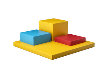 Fototapeta premium Three Steps Cube Podium. White Platform Or Backdrop With Empty Space For Display. Web Pages Template For Products. 3D rendering 