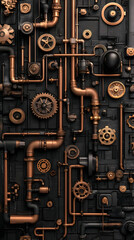 Steampunk Gears and Pipes 3D Illustration