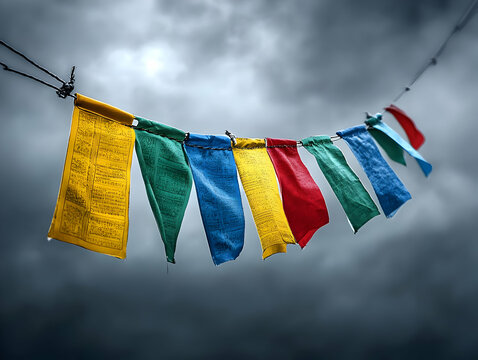 Colorful Prayer Flags Illustration
