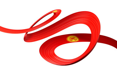 3d Flag Of Kyrgyzstan 3d Waving Ribbon Flag Isolated On White Background, 3d illustration
