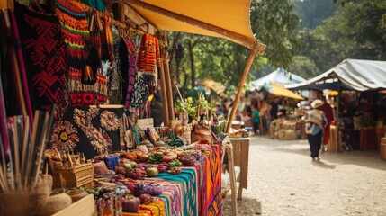 Obraz premium Vendors selling fresh produce, handmade crafts, and traditional goods. 