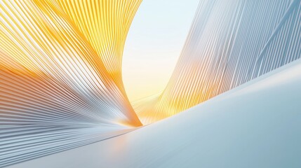 Curved structures in bright orange and white create harmony